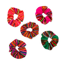 Load image into Gallery viewer, Andean-Inspired 5-Piece Multicolor Acrylic Scrunchie Set - Colors of Beauty | NOVICA