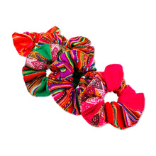 Load image into Gallery viewer, Andean-Inspired 5-Piece Multicolor Acrylic Scrunchie Set - Colors of Beauty | NOVICA