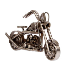 Load image into Gallery viewer, Eco-Friendly Upcycled Metal Motorbike Sculpture from Mexico - Fiery World | NOVICA
