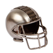 Load image into Gallery viewer, Sport-Themed Upcycled Football Helmet Metallic Sculpture - New Player | NOVICA