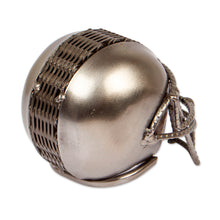 Load image into Gallery viewer, Sport-Themed Upcycled Football Helmet Metallic Sculpture - New Player | NOVICA