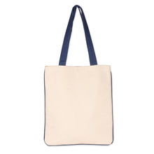 Load image into Gallery viewer, Folk Art-Themed White and Blue 100% Cotton Shoulder Bag - Paths to Midnight | NOVICA