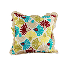 Load image into Gallery viewer, 2 Cotton Blend Cushion Covers with Acrylic Floral Embroidery - Garden Dreams | NOVICA