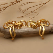 Load image into Gallery viewer, Ribbon-Shaped Drop Earrings in an 18k Gold-Plated Finish - Ribbon of Belles | NOVICA