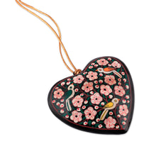 Load image into Gallery viewer, Floral Hand-Painted 5-Piece Papier Mache Heart Ornament Set - Kashmir Love | NOVICA