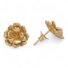 Load image into Gallery viewer, Balinese Hibiscus-Shaped 18k Gold-Plated Button Earrings - Victory of Hibiscus | NOVICA