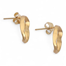 Load image into Gallery viewer, Avant-Garde Lake-Shaped 18k Gold-Plated Button Earrings - Lake & Luxury | NOVICA