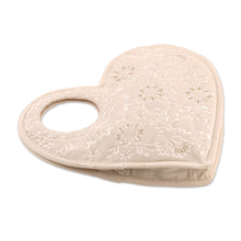Load image into Gallery viewer, Gotta Patti Embroidered Alabaster Velvet Heart Handbag - Be Still My Heaven | NOVICA