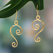 Load image into Gallery viewer, High-Polished 22k Gold-Plated Dangle Earrings Made in Bali - Morning Tune | NOVICA