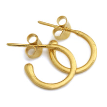 Load image into Gallery viewer, 22k Gold-Plated Brass Classic Half-Hoop Earrings from Bali - Classic Essentials | NOVICA