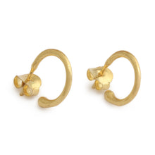 Load image into Gallery viewer, 22k Gold-Plated Brass Classic Half-Hoop Earrings from Bali - Classic Essentials | NOVICA