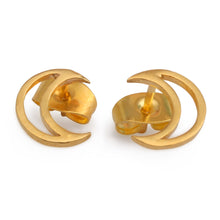 Load image into Gallery viewer, Half-Moon-Shaped Stud Earrings with 18k Gold-Plated Finish - Moonlit Victory | NOVICA