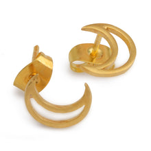 Load image into Gallery viewer, Half-Moon-Shaped Stud Earrings with 18k Gold-Plated Finish - Moonlit Victory | NOVICA