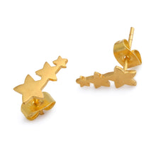 Load image into Gallery viewer, Artisan-Made 18k Gold-Plated Star-Themed Brass Stud Earrings - My Constellation | NOVICA