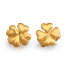 Load image into Gallery viewer, Lucky Clover-Themed 18k Gold-Plated Stud Earrings from Bali - Lucky Gleams | NOVICA