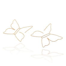 Load image into Gallery viewer, Butterfly-Themed 22k Gold-Plated Brass Half-Hoop Earrings - Grand Butterfly | NOVICA