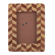 Load image into Gallery viewer, Chevron-Patterned Handmade 4x6 Wood and Glass Photo Frame - Chevron Times | NOVICA