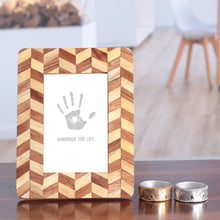 Load image into Gallery viewer, Chevron-Patterned Handmade 4x6 Wood and Glass Photo Frame - Chevron Times | NOVICA