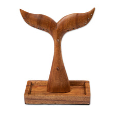Load image into Gallery viewer, Whale Tail-Shaped Wood Jewelry Stand Carved by Hand in Bali - Whale Tail | NOVICA