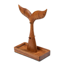 Load image into Gallery viewer, Whale Tail-Shaped Wood Jewelry Stand Carved by Hand in Bali - Whale Tail | NOVICA