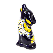 Load image into Gallery viewer, Mexican Hand-Painted Talavera-Style Ceramic Coyote Figurine - Charming Coyote | NOVICA