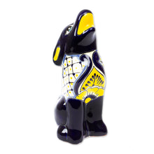 Load image into Gallery viewer, Mexican Hand-Painted Talavera-Style Ceramic Coyote Figurine - Charming Coyote | NOVICA