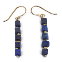 Load image into Gallery viewer, 18k Gold-Plated Dangle Earrings with Lapis Lazuli Stones - Midnight Margarita | NOVICA