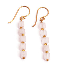 Load image into Gallery viewer, 18k Gold-Plated Rose Quartz Beaded Dangle Earrings from Bali - Strawberry Gin | NOVICA