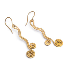 Load image into Gallery viewer, Artisan-Made 18k Gold-Plated Statement Swirl Dangle Earrings - Wealthy Rivers | NOVICA