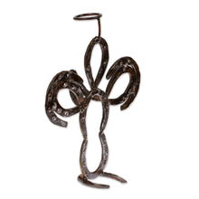 Load image into Gallery viewer, Recycled Iron Horseshoe Sculpture of an Abstract Angel - Horseshoe Angel | NOVICA