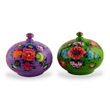 Load image into Gallery viewer, 2 Botanical-Themed Wood and Papier Mache Decorative Boxes - Magical Spring | NOVICA