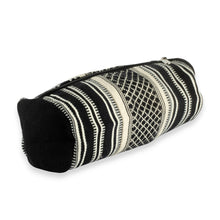 Load image into Gallery viewer, Artisan-Made Black and Ivory Cotton Cosmetic Case from India - Adventures at Night | NOVICA