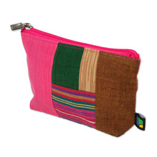 Load image into Gallery viewer, Javanese Lurik Handwoven Patchwork Cotton Cosmetic Bag - Lovely Lurik | NOVICA