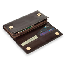 Load image into Gallery viewer, Espresso-Hued Leather Wallet with Textured Embossed Accents - Timeless Brown | NOVICA