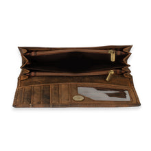 Load image into Gallery viewer, Geometric Leather Wallet Clutch with Stitched Grid Accents - Heritage Grid | NOVICA