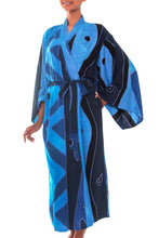 Load image into Gallery viewer, Women's Unique Batik Robe from Indonesia - Tropical Sea | NOVICA