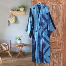 Load image into Gallery viewer, Women's Unique Batik Robe from Indonesia - Tropical Sea | NOVICA