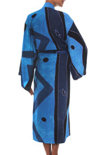 Load image into Gallery viewer, Women's Unique Batik Robe from Indonesia - Tropical Sea | NOVICA