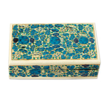 Load image into Gallery viewer, Hazara Floral-Themed Blue Wood Papier Mache Decorative Box - Blue Hazara | NOVICA