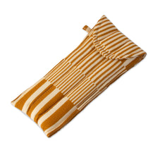 Load image into Gallery viewer, Cotton Pencil Eyeglass Case 2-Piece Set with Striped Design - Yellow and Jolly Functionality | NOVICA