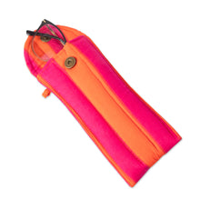 Load image into Gallery viewer, Orange Fuchsia Cotton Pencil and Eyeglass Case 2-Piece Set - Sweet Functionality | NOVICA