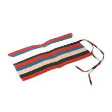 Load image into Gallery viewer, Multicolor Striped 100% Cotton Roll Pencil Case from India - Chic Ideas | NOVICA