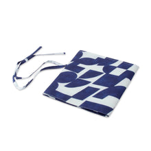 Load image into Gallery viewer, Block-Printed Blue and White 100% Cotton Roll Pencil Case - Avant-Garde Mind | NOVICA
