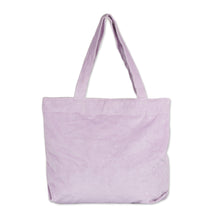 Load image into Gallery viewer, Versatile 100% Cotton Corduroy Tote Bag in Wisteria Purple - Wisteria Sister | NOVICA