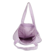 Load image into Gallery viewer, Versatile 100% Cotton Corduroy Tote Bag in Wisteria Purple - Wisteria Sister | NOVICA