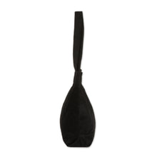 Load image into Gallery viewer, 100% Cotton Corduroy Zippered Tote Bag in Onyx Black Hues - Onyx Sister | NOVICA
