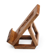 Load image into Gallery viewer, Nature-Inspired Golden and Brown Jempinis Wood Phone Holder - Natural Tomorrow | NOVICA