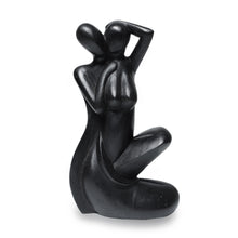 Load image into Gallery viewer, Semi-Abstract Artistic Carved Wood Sculpture of Two Lovers - Our Love Story in Black | NOVICA