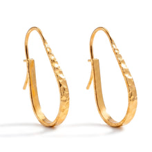 Load image into Gallery viewer, Hammered 18k Gold-Plated Hoop Earrings with Wavy Accents - Glitter Dame | NOVICA
