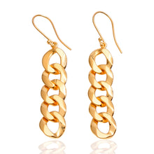Load image into Gallery viewer, 18k Gold-Plated Dangle Earrings with Cuban Link Chain Design - Shimmering Chain | NOVICA